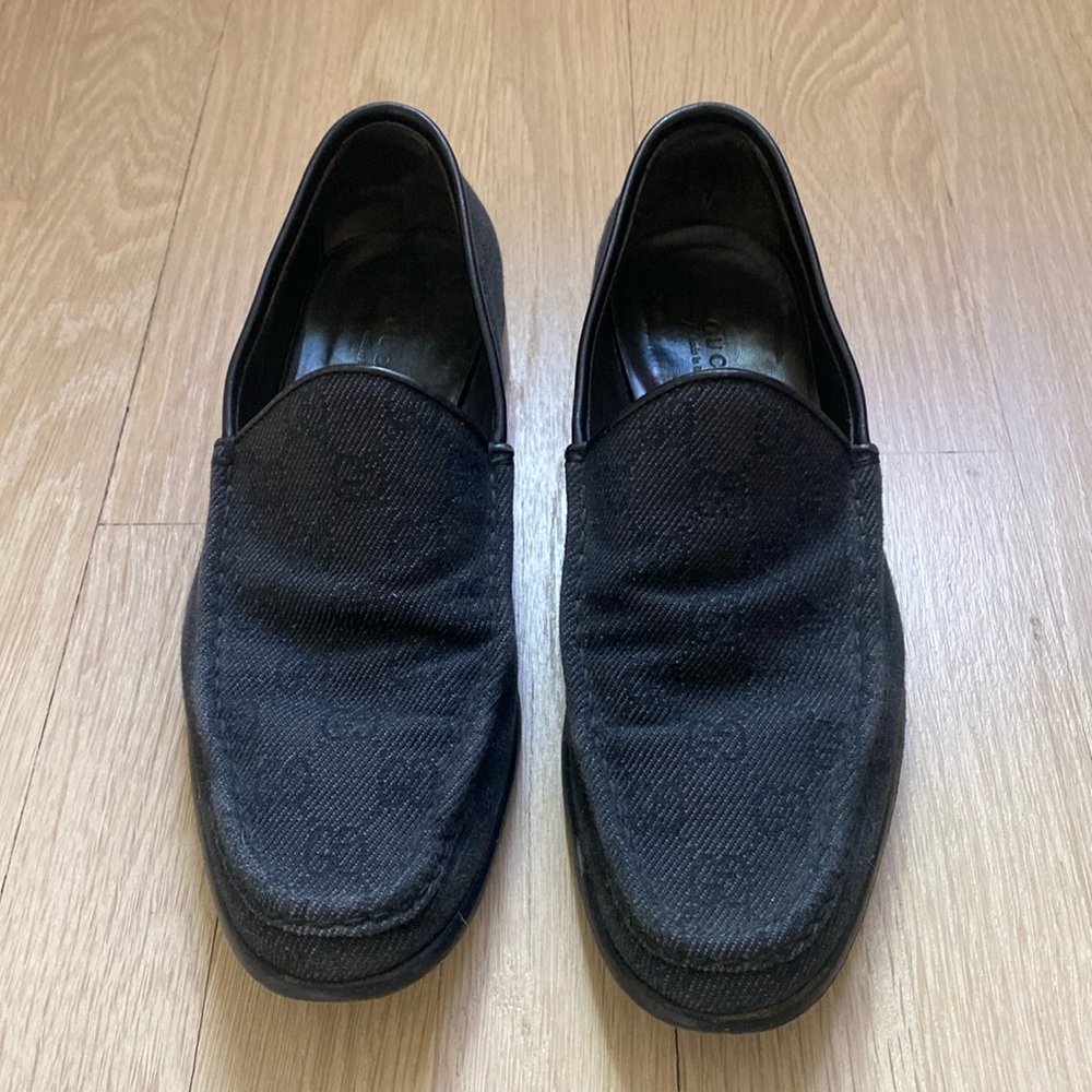Gucci Women's Cloth and Leather Loafer Sz 8.5 Black